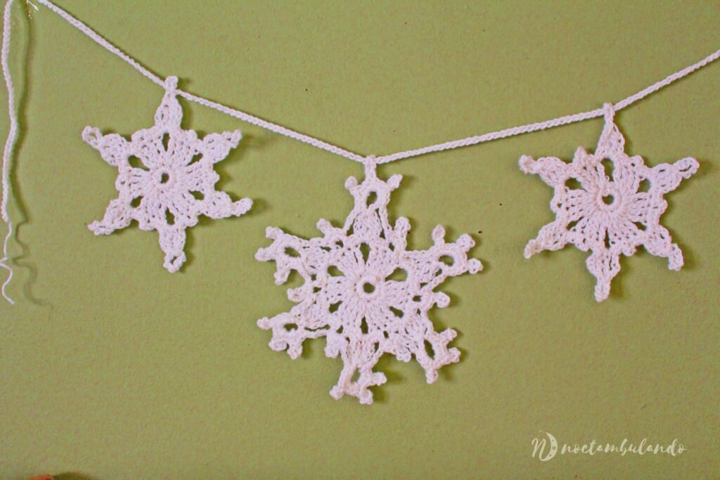 guirnalda crochet copo de nieve